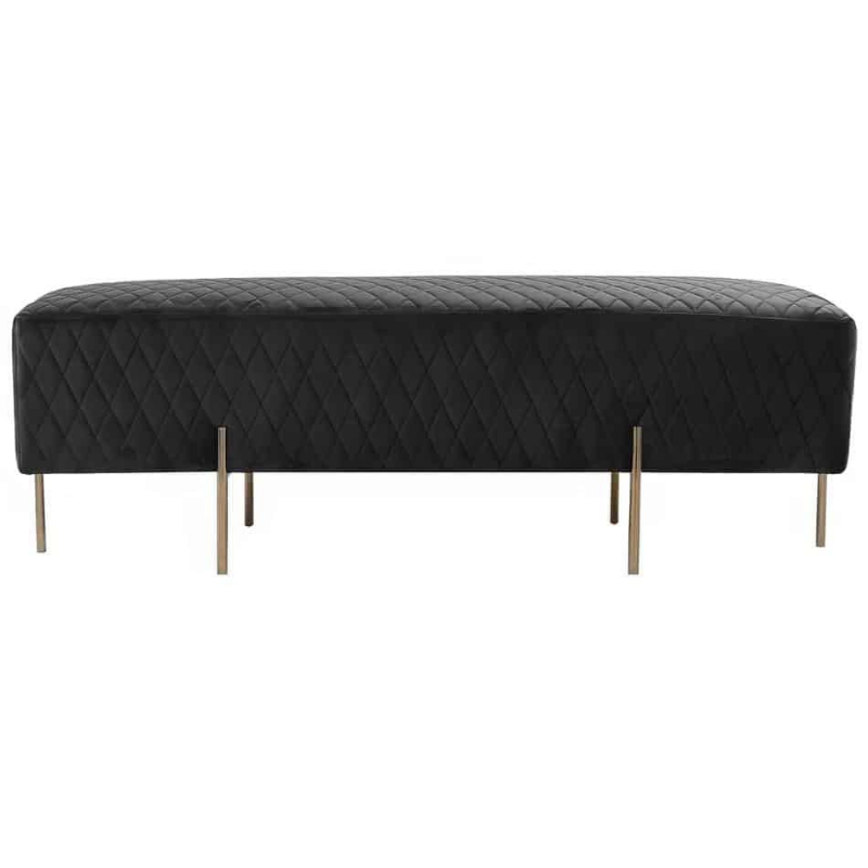 Black Velvet Ottoman Bench Hire