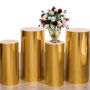 Gold Metal Round Plinth Hire