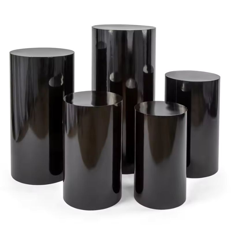 Black Metal Round Plinth Hire
