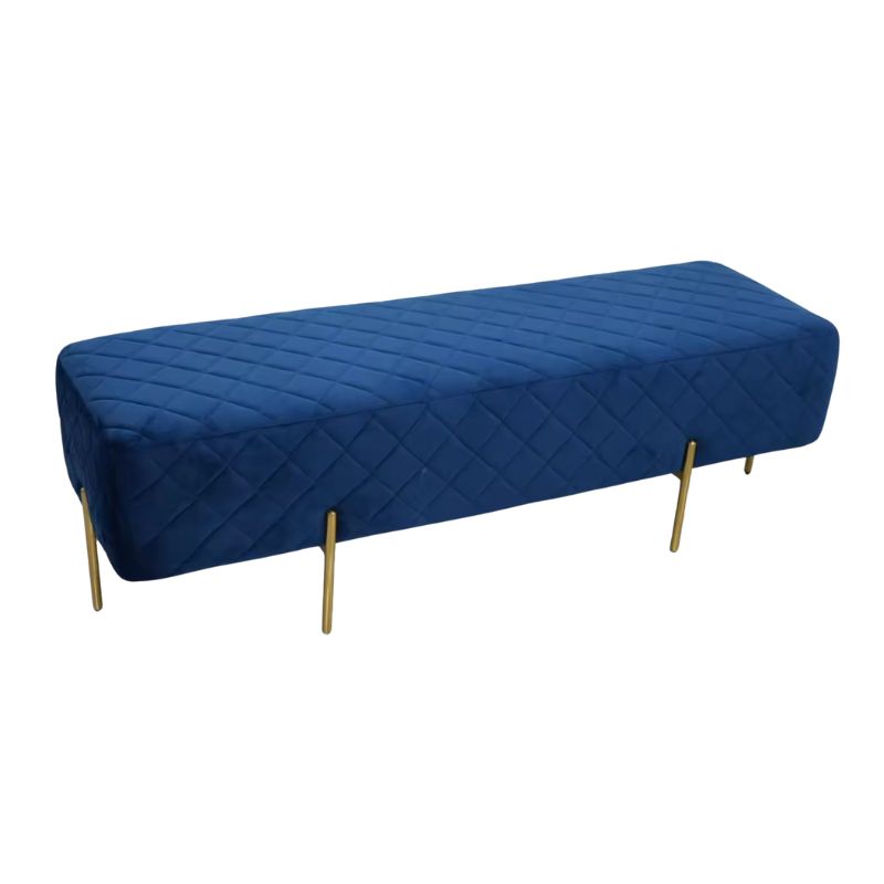Blue Velvet Ottoman Bench