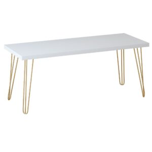 Gold Hairpin Banquet Table W/ Timber Top