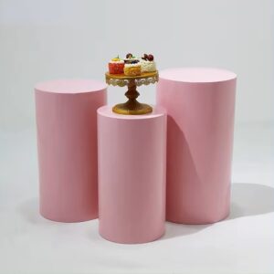 Pink Metal Round Plinth Hire