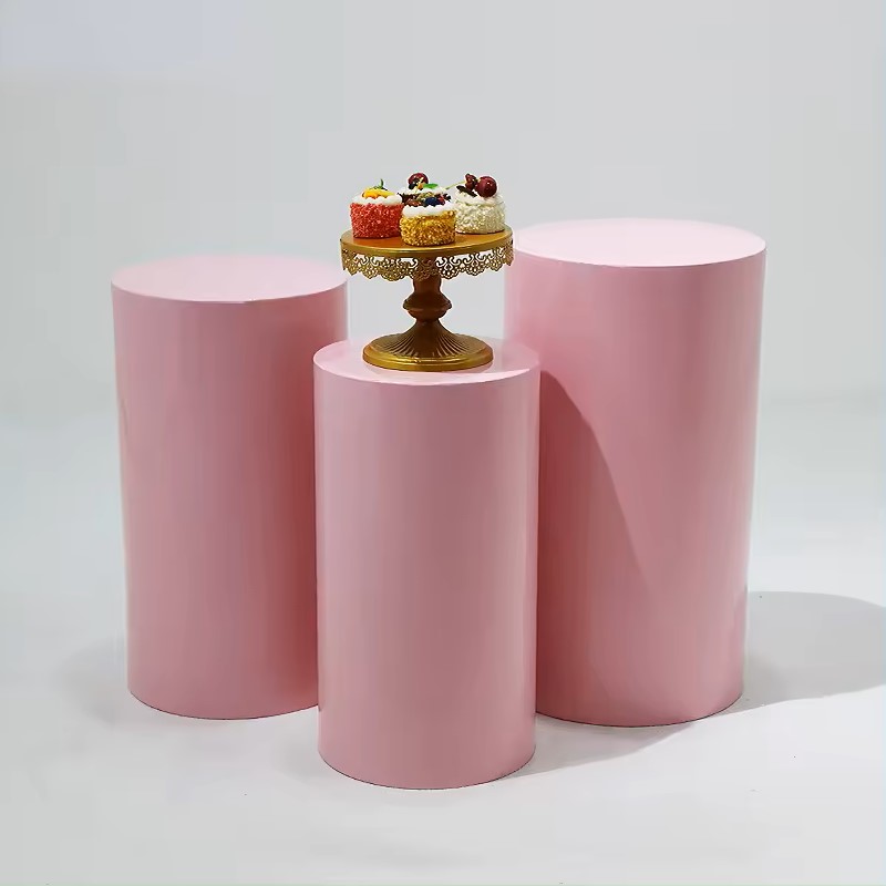 Pink Metal Round Plinth Hire