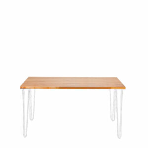 White Hairpin Banquet Table W/ Timber Top