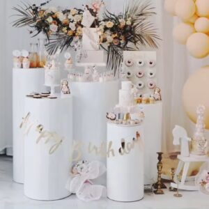 White metal Round Plinth Hire